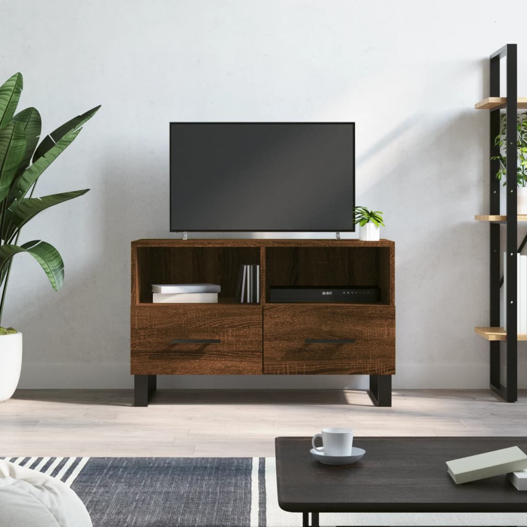 Mobile Porta TV Rovere Marrone 80x36x50 cm in Legno Multistrato - homemem39