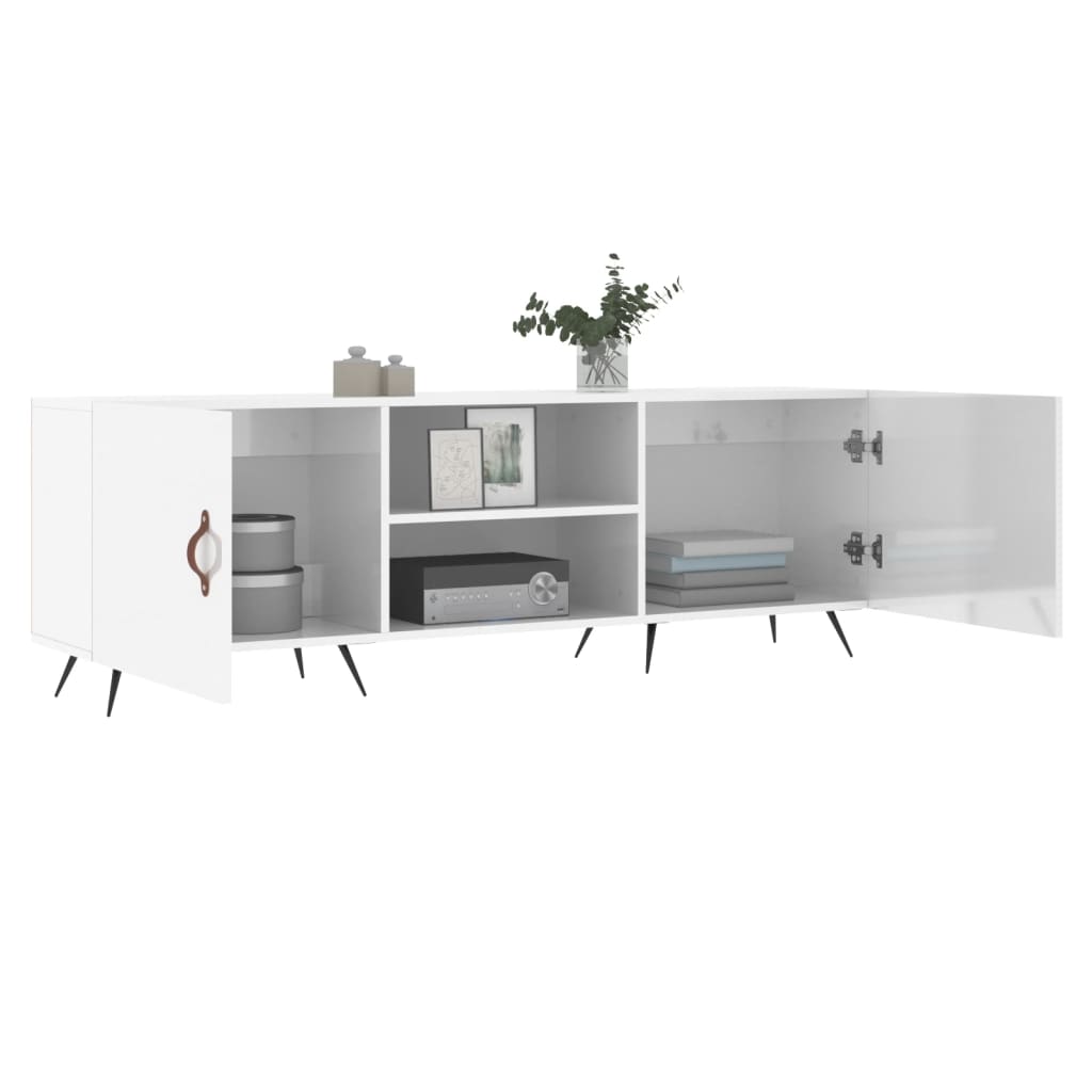 Mobile Porta TV Bianco Lucido 150x30x50 cm in Legno Multistrato - homemem39