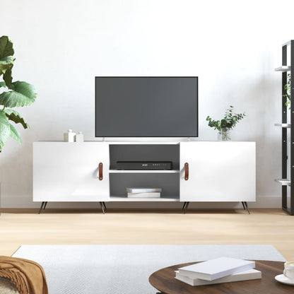 Mobile Porta TV Bianco Lucido 150x30x50 cm in Legno Multistrato - homemem39