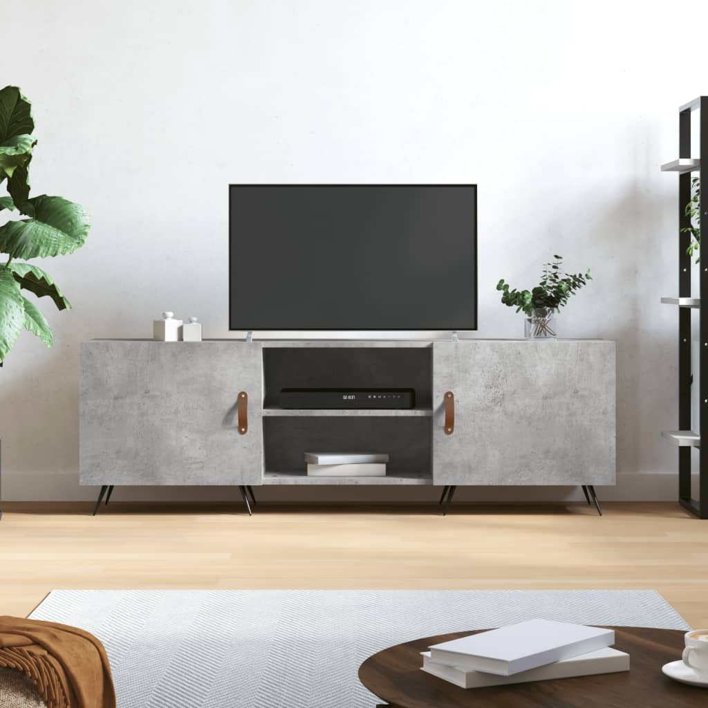 Mobile Porta TV Grigio Cemento 150x30x50cm in Legno Multistrato - homemem39