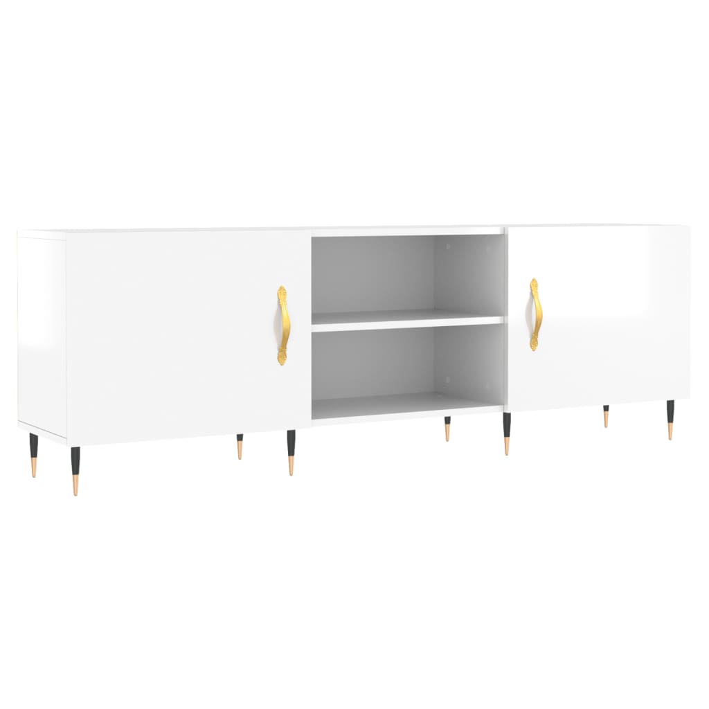 Mobile Porta TV Bianco Lucido 150x30x50 cm in Legno Multistrato - homemem39