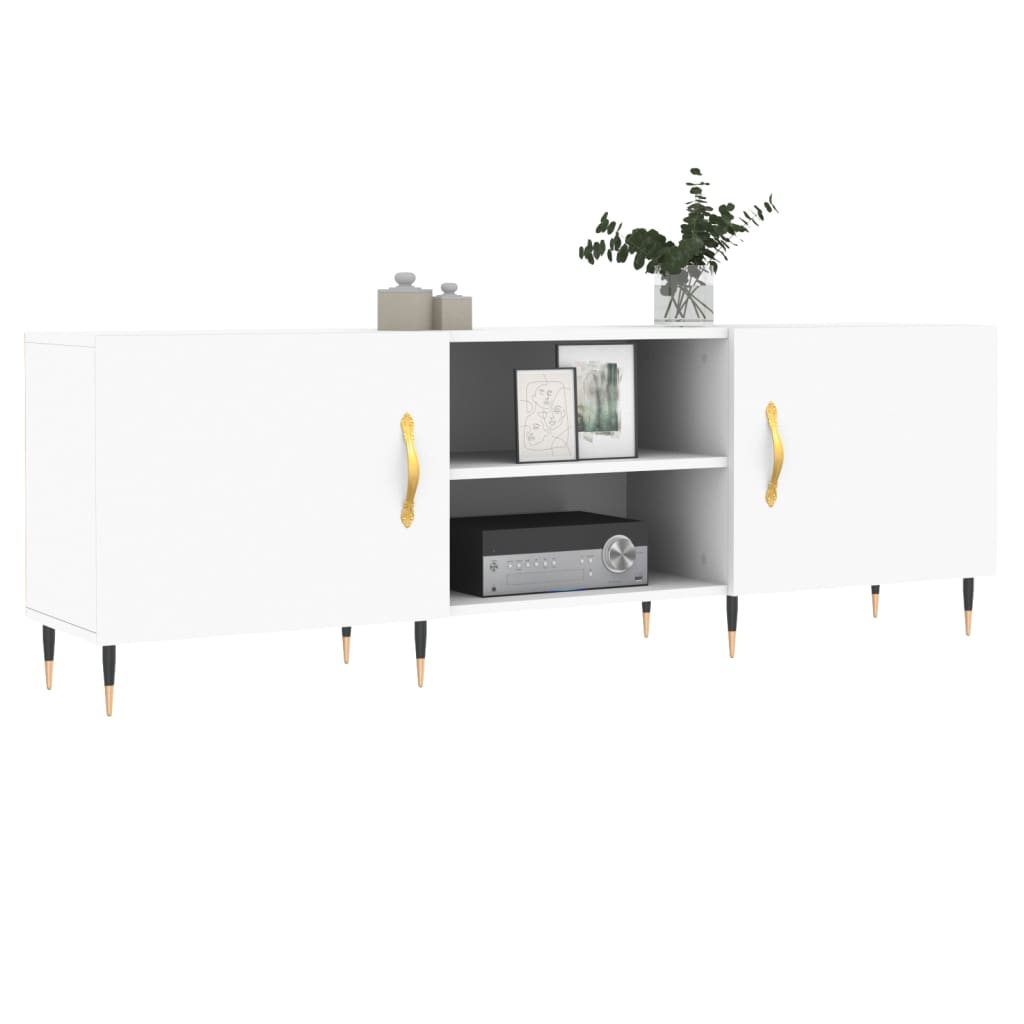 Mobile Porta TV Bianco Lucido 150x30x50 cm in Legno Multistrato - homemem39