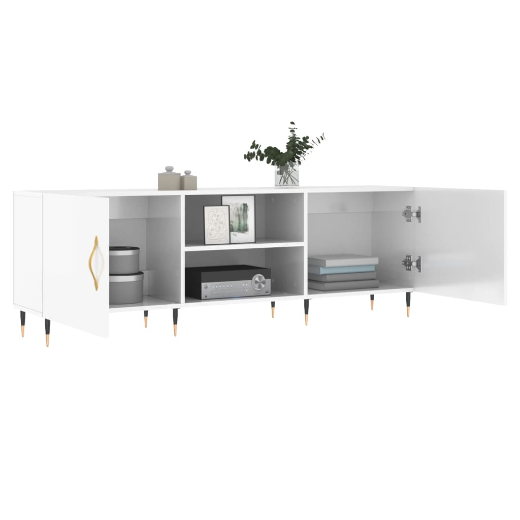 Mobile Porta TV Bianco Lucido 150x30x50 cm in Legno Multistrato - homemem39