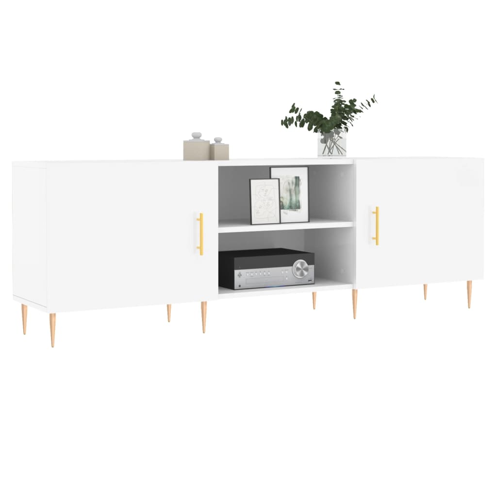 Mobile Porta TV Bianco Lucido 150x30x50 cm in Legno Multistrato - homemem39