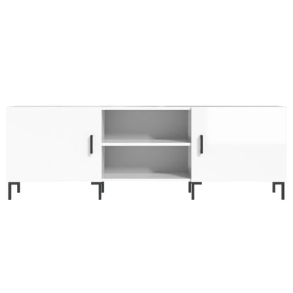 Mobile Porta TV Bianco Lucido 150x30x50 cm in Legno Multistrato - homemem39