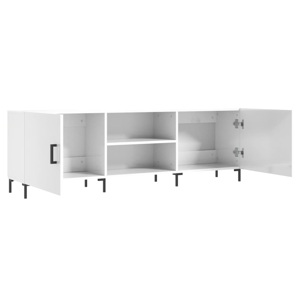 Mobile Porta TV Bianco Lucido 150x30x50 cm in Legno Multistrato - homemem39