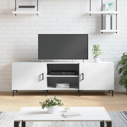 Mobile Porta TV Bianco Lucido 150x30x50 cm in Legno Multistrato - homemem39