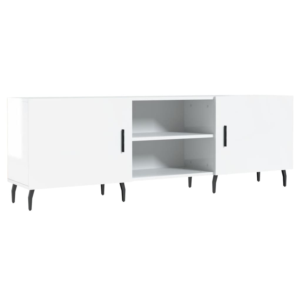 Mobile Porta TV Bianco Lucido 150x30x50 cm in Legno Multistrato - homemem39