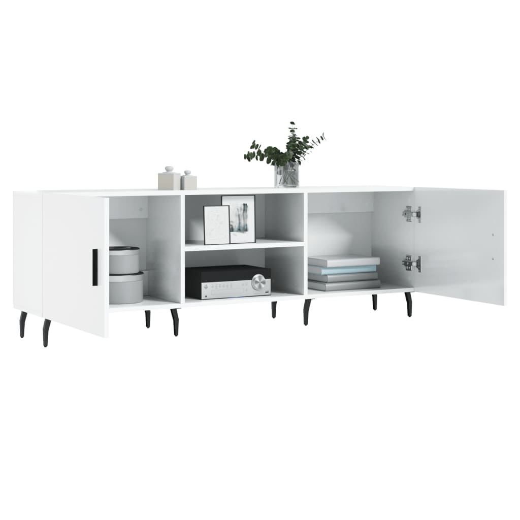 Mobile Porta TV Bianco Lucido 150x30x50 cm in Legno Multistrato - homemem39