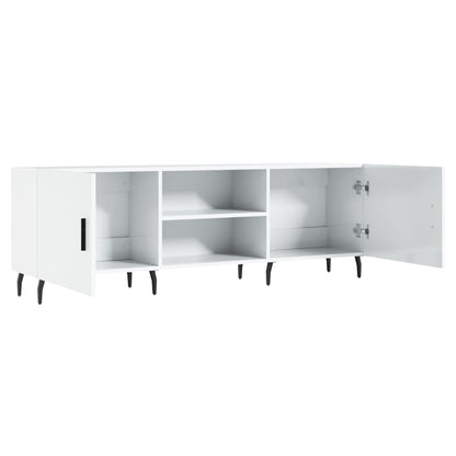 Mobile Porta TV Bianco Lucido 150x30x50 cm in Legno Multistrato - homemem39