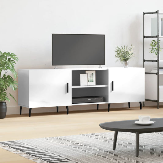 Mobile Porta TV Bianco Lucido 150x30x50 cm in Legno Multistrato - homemem39