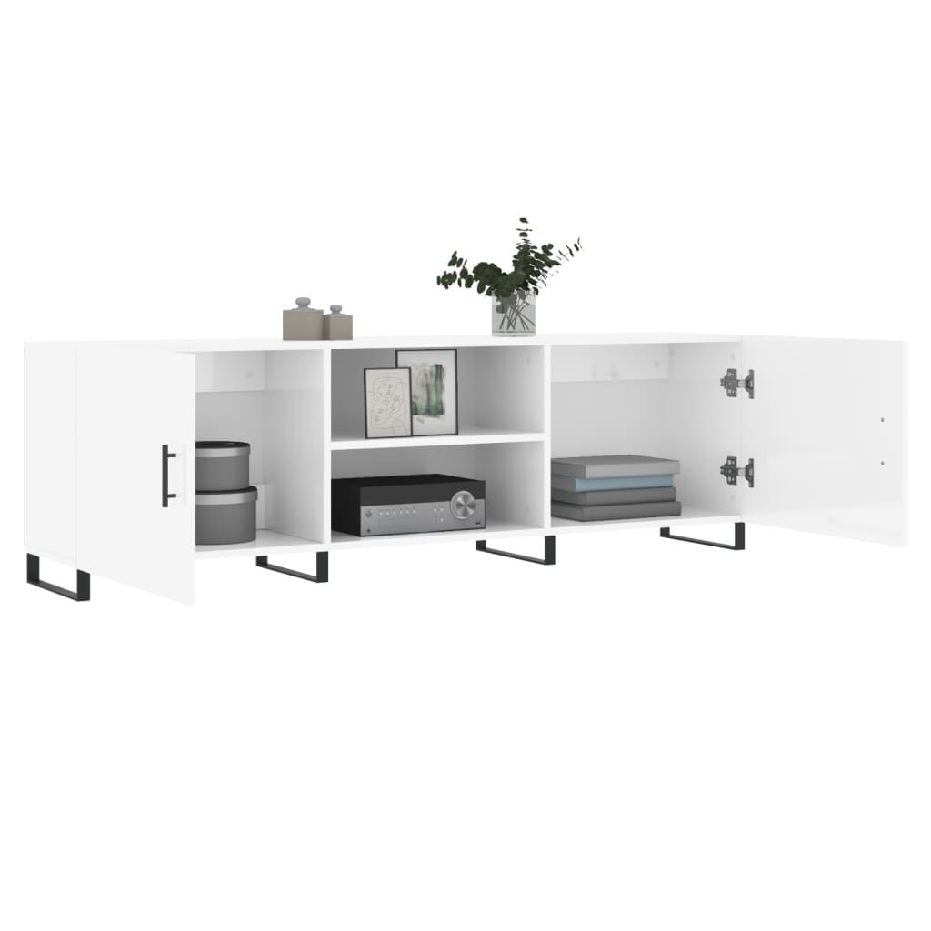 Mobile Porta TV Bianco Lucido 150x30x50 cm in Legno Multistrato - homemem39