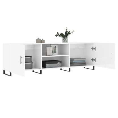 Mobile Porta TV Bianco Lucido 150x30x50 cm in Legno Multistrato - homemem39