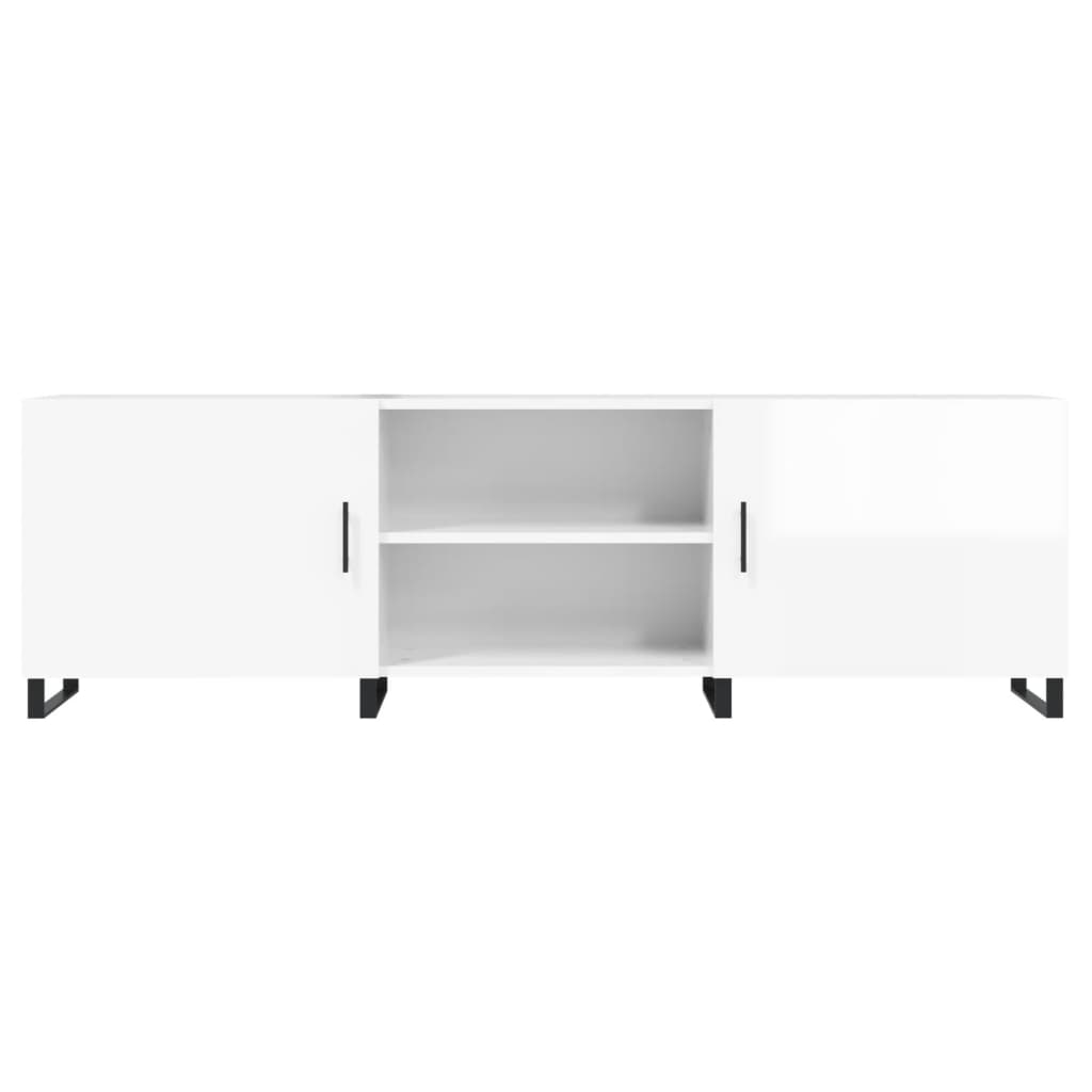 Mobile Porta TV Bianco Lucido 150x30x50 cm in Legno Multistrato - homemem39