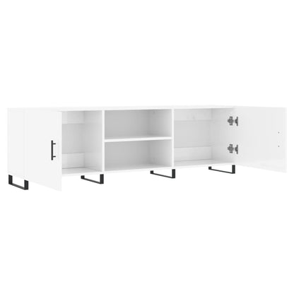 Mobile Porta TV Bianco Lucido 150x30x50 cm in Legno Multistrato - homemem39