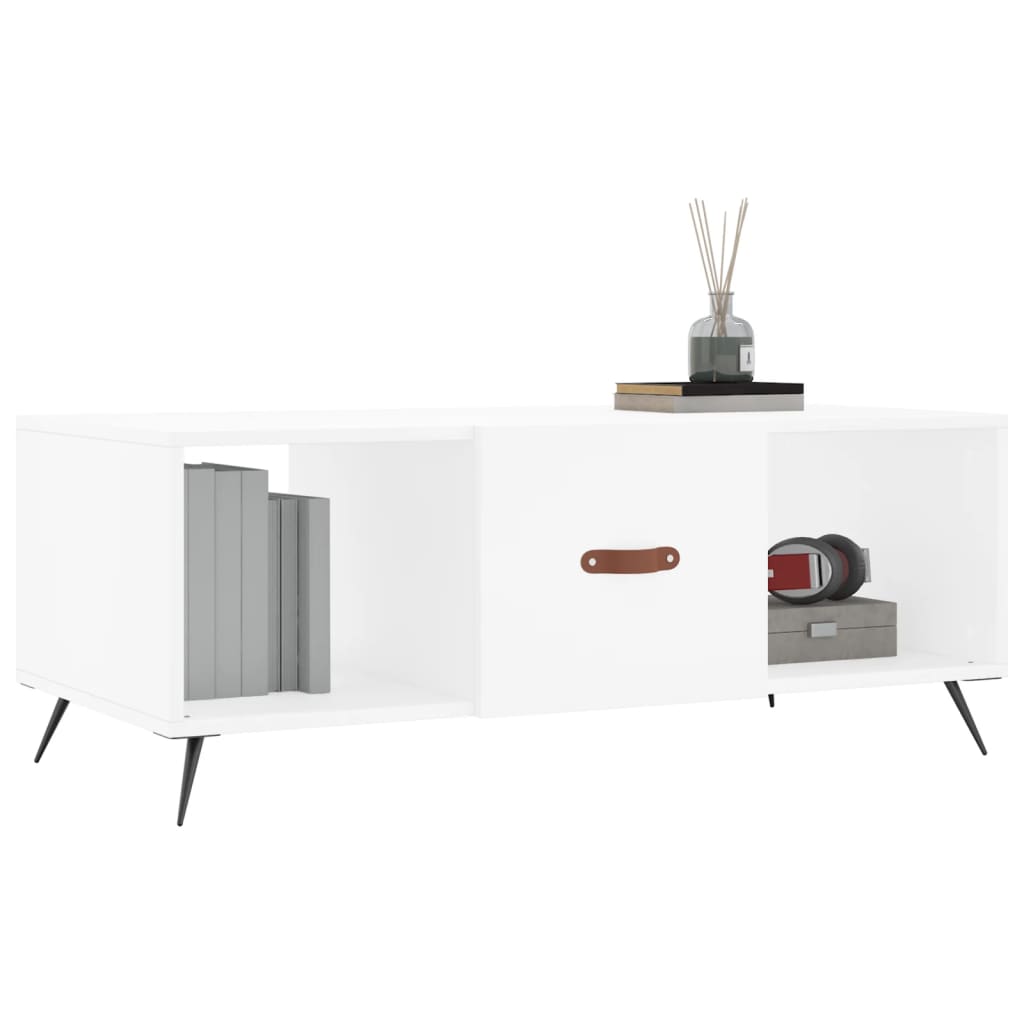 Tavolino da Salotto Bianco 102x50x40 cm in Legno Multistrato - homemem39