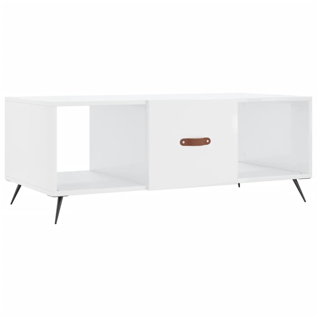 Tavolino da Salotto Bianco Lucido 102x50x40cm Legno Multistrato - homemem39