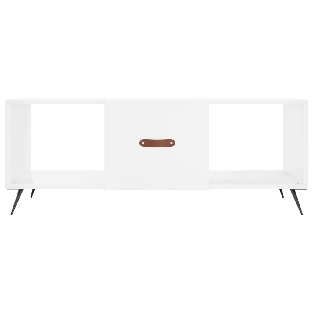 Tavolino da Salotto Bianco Lucido 102x50x40cm Legno Multistrato - homemem39