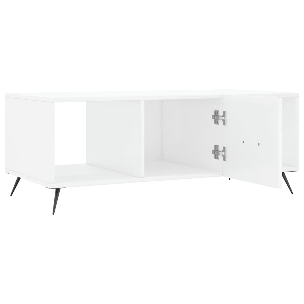 Tavolino da Salotto Bianco Lucido 102x50x40cm Legno Multistrato - homemem39