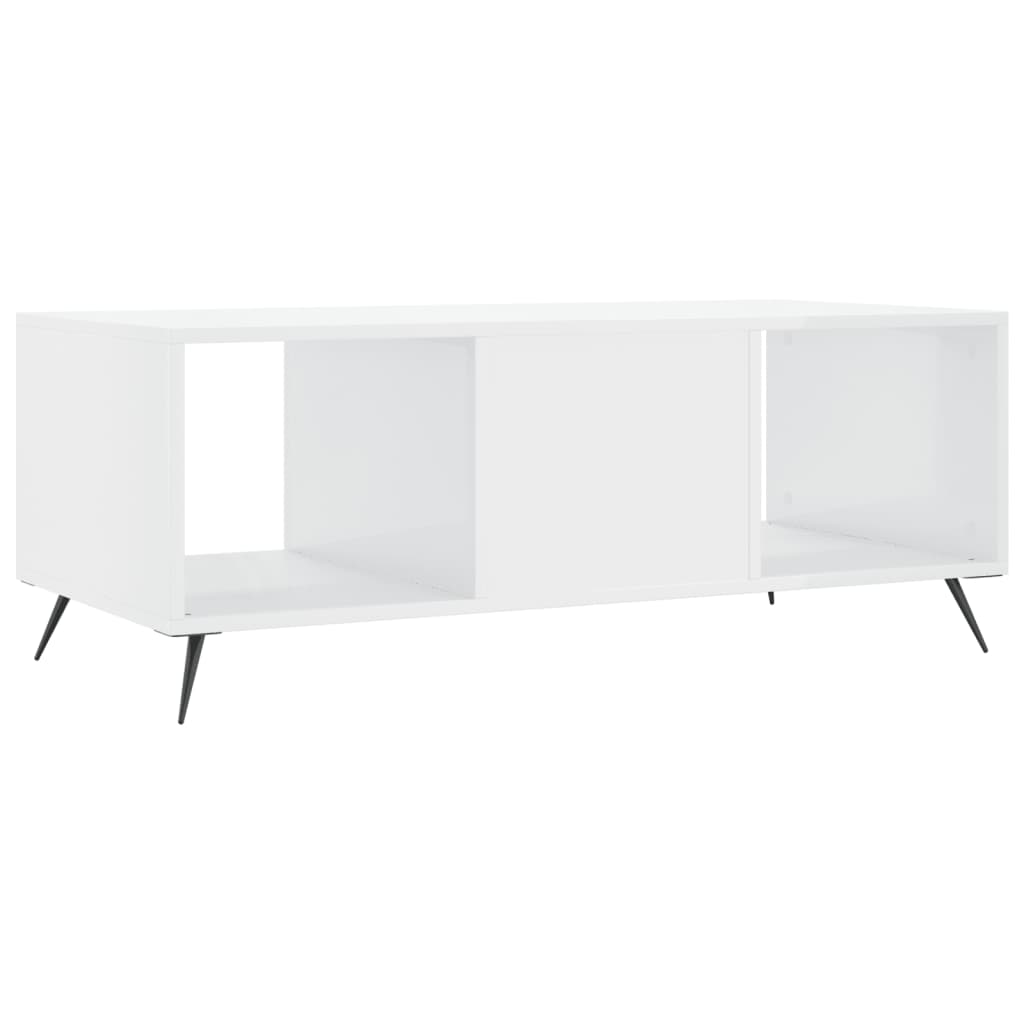 Tavolino da Salotto Bianco Lucido 102x50x40cm Legno Multistrato - homemem39