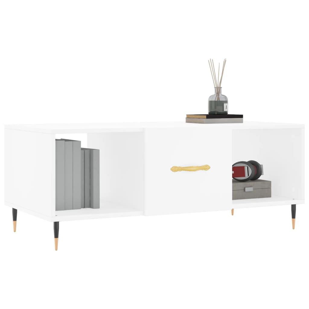 Tavolino da Salotto Bianco 102x50x40 cm in Legno Multistrato - homemem39