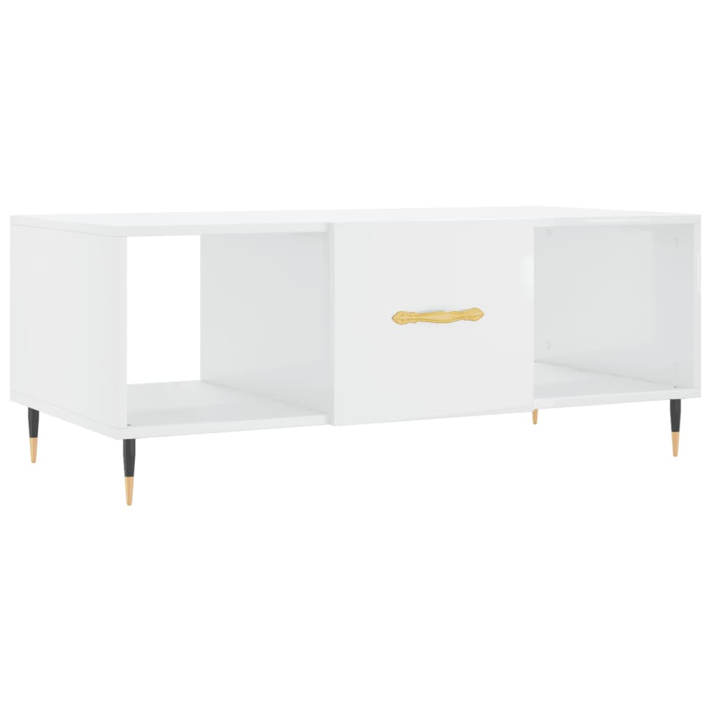 Tavolino da Salotto Bianco Lucido 102x50x40cm Legno Multistrato - homemem39