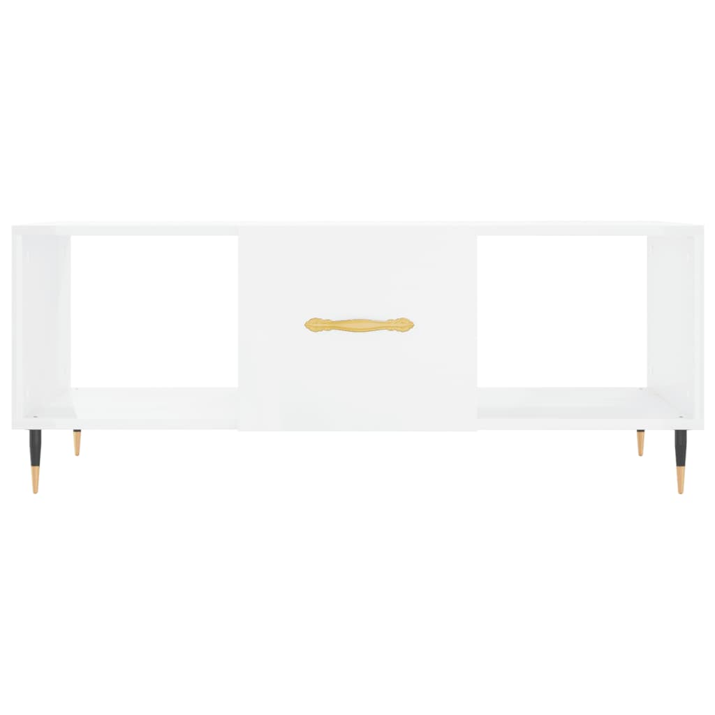 Tavolino da Salotto Bianco Lucido 102x50x40cm Legno Multistrato - homemem39