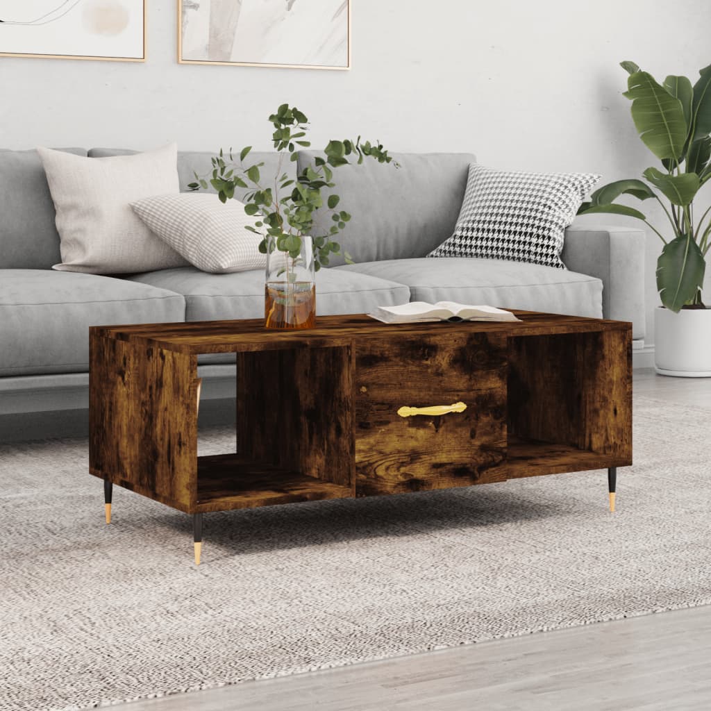 Tavolino da Salotto Rovere Fumo 102x50x40 cm Legno Multistrato - homemem39