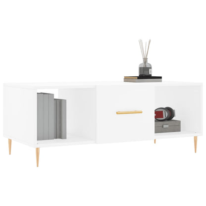 Tavolino da Salotto Bianco 102x50x40 cm in Legno Multistrato - homemem39