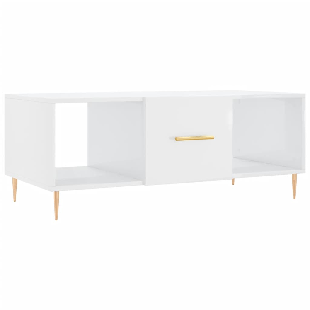 Tavolino da Salotto Bianco Lucido 102x50x40cm Legno Multistrato - homemem39