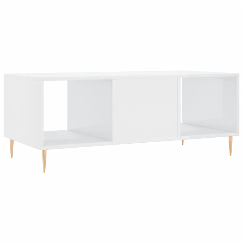 Tavolino da Salotto Bianco Lucido 102x50x40cm Legno Multistrato - homemem39