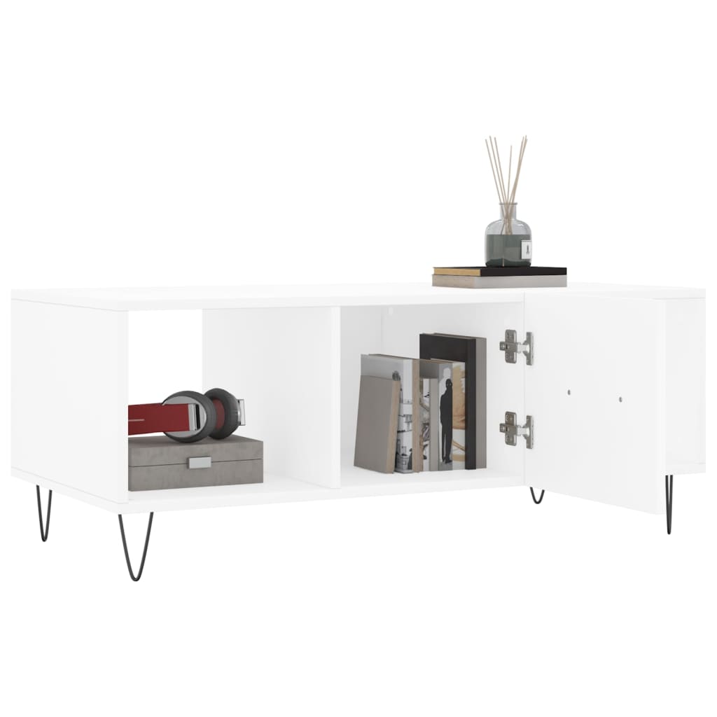 Tavolino da Salotto Bianco 102x50x40 cm in Legno Multistrato - homemem39