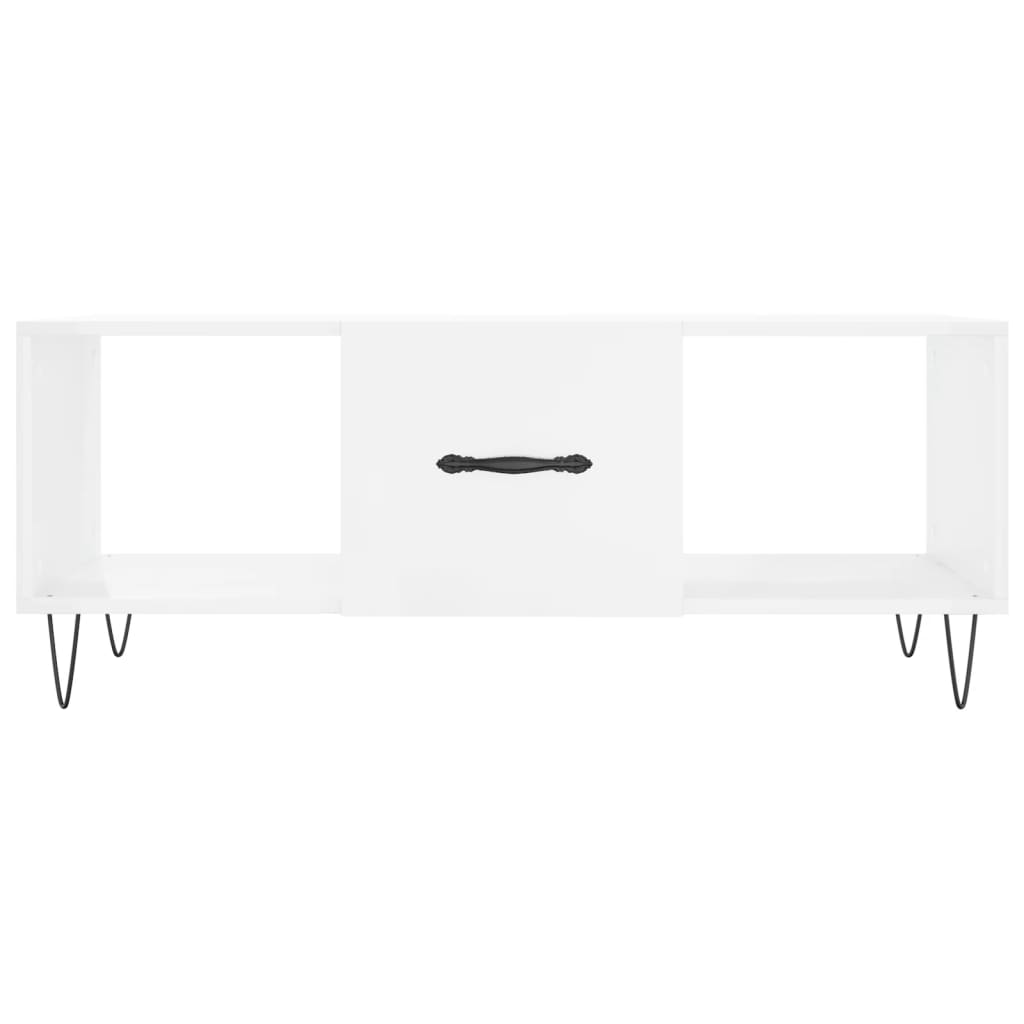 Tavolino da Salotto Bianco Lucido 102x50x40cm Legno Multistrato - homemem39