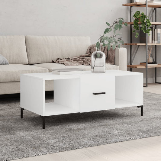 Tavolino da Salotto Bianco 102x50x40 cm in Legno Multistrato - homemem39