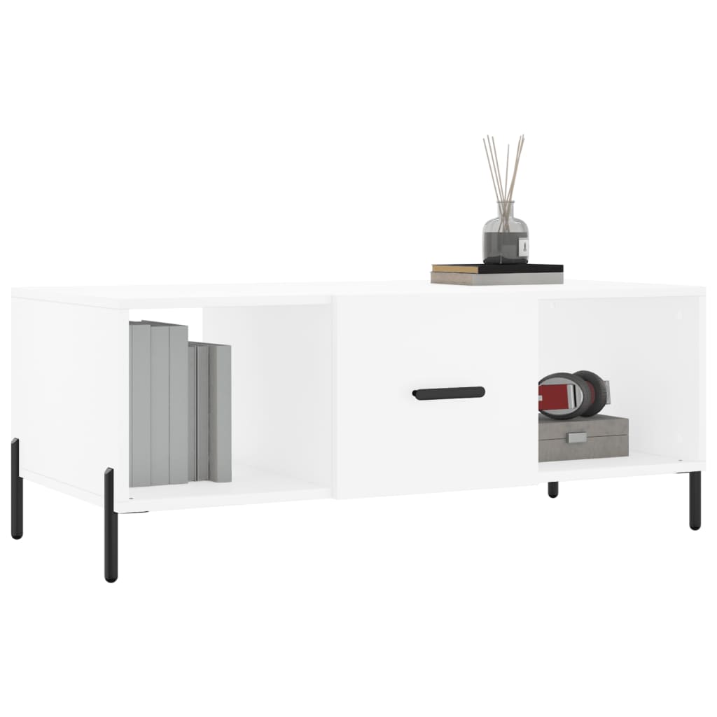 Tavolino da Salotto Bianco 102x50x40 cm in Legno Multistrato - homemem39