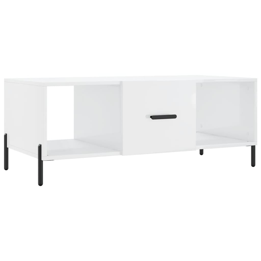 Tavolino da Salotto Bianco Lucido 102x50x40cm Legno Multistrato - homemem39