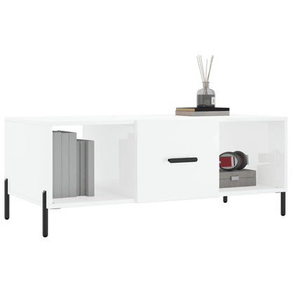 Tavolino da Salotto Bianco Lucido 102x50x40cm Legno Multistrato - homemem39