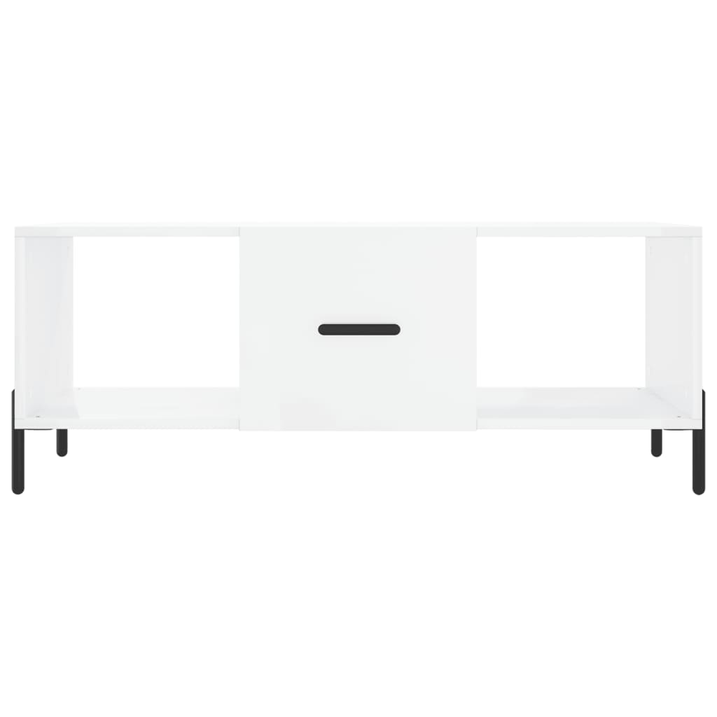 Tavolino da Salotto Bianco Lucido 102x50x40cm Legno Multistrato - homemem39