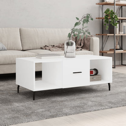 Tavolino da Salotto Bianco 102x50x40 cm in Legno Multistrato - homemem39