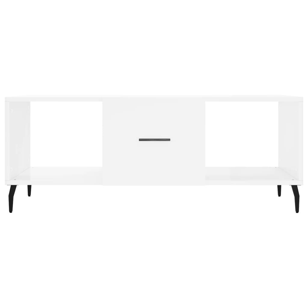 Tavolino da Salotto Bianco Lucido 102x50x40cm Legno Multistrato - homemem39