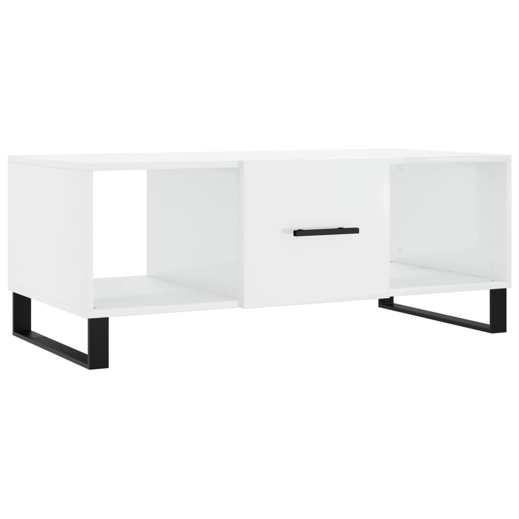 Tavolino da Salotto Bianco Lucido 102x50x40cm Legno Multistrato - homemem39