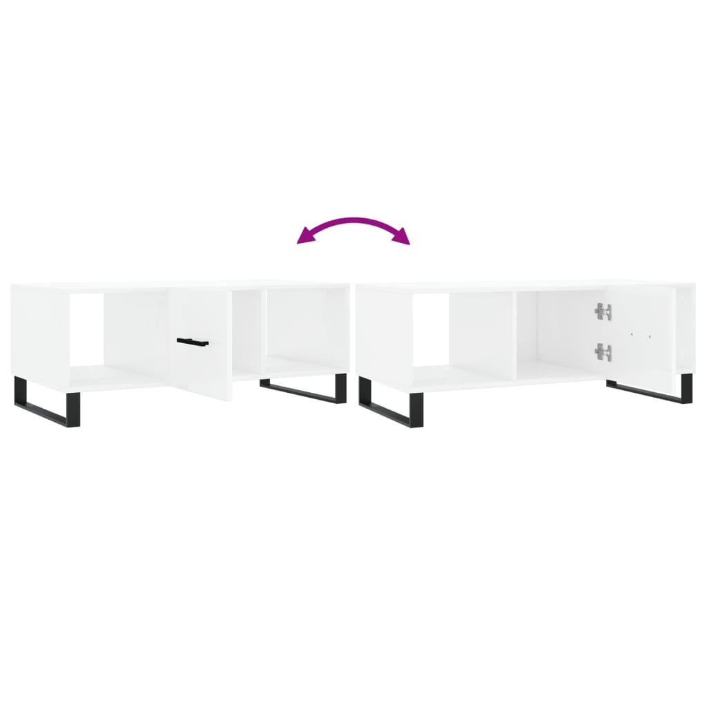 Tavolino da Salotto Bianco Lucido 102x50x40cm Legno Multistrato - homemem39