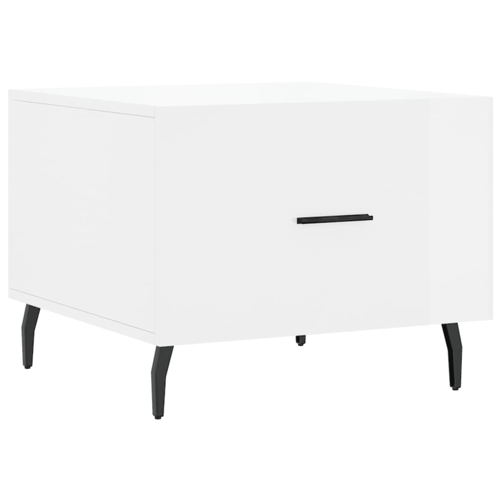 Tavolino da Salotto Bianco Lucido 50x50x40 cm Legno Multistrato - homemem39
