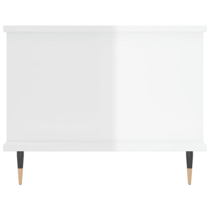 Tavolino da Salotto Bianco Lucido 90x50x40 cm Legno Multistrato - homemem39