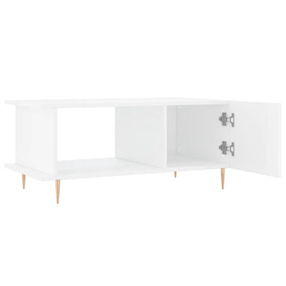 Tavolino da Salotto Bianco Lucido 90x50x40 cm Legno Multistrato - homemem39