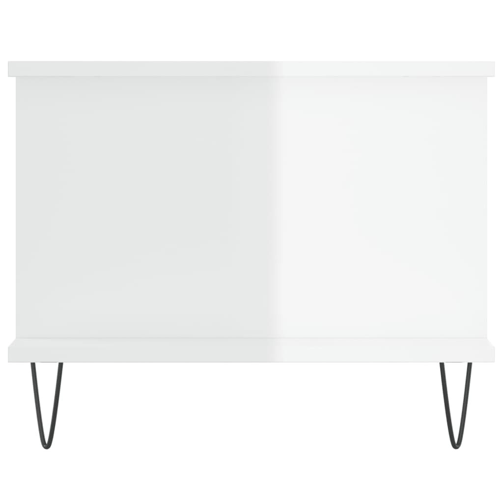 Tavolino da Salotto Bianco Lucido 90x50x40 cm Legno Multistrato - homemem39