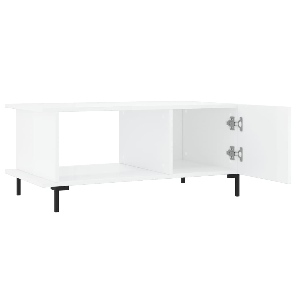 Tavolino da Salotto Bianco Lucido 90x50x40 cm Legno Multistrato - homemem39