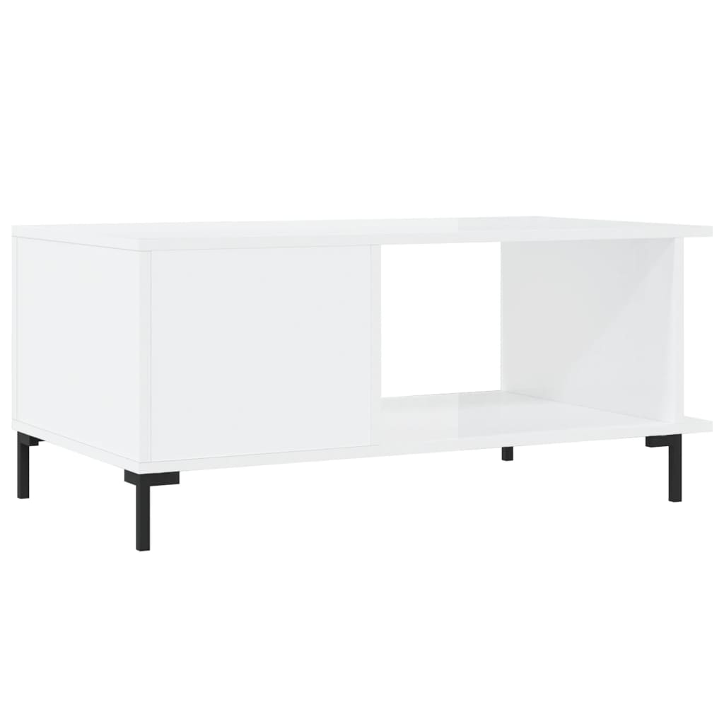 Tavolino da Salotto Bianco Lucido 90x50x40 cm Legno Multistrato - homemem39