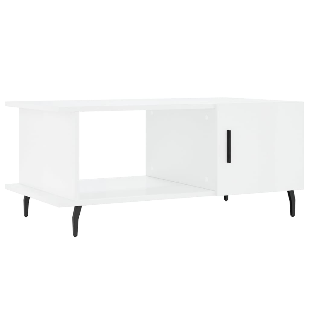 Tavolino da Salotto Bianco Lucido 90x50x40 cm Legno Multistrato - homemem39