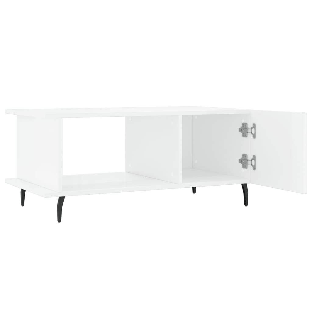 Tavolino da Salotto Bianco Lucido 90x50x40 cm Legno Multistrato - homemem39